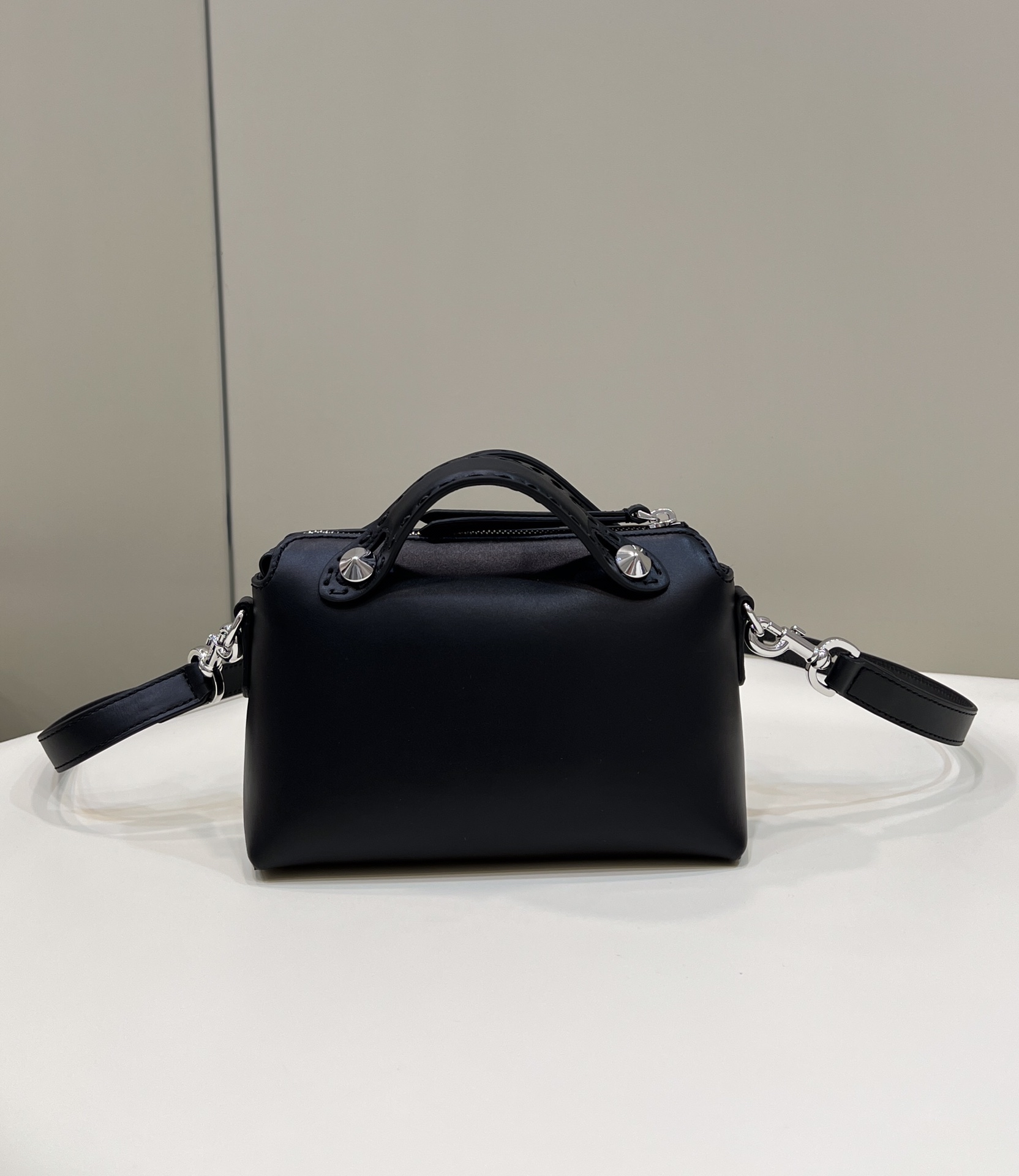 Fendi Mini By The Way Leather Boston Shoulder Bag Black